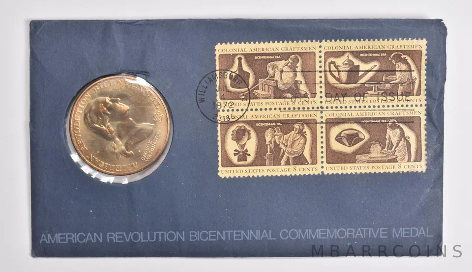 1776-1976 Bicentennial American Revolution US Mint Medal Coin Stamp Cover