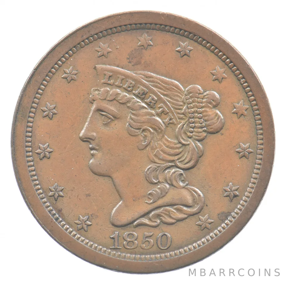 1850 Braided Hair Half Cent *2387