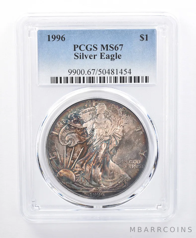 1996 American Silver Eagle MS67 PCGS Beautiful Tone *8597