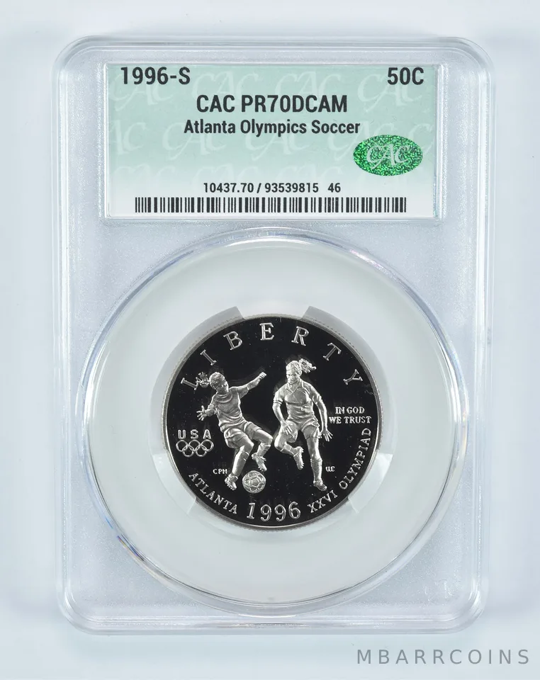 1996-S Olympic Soccer Commemorative Half Dollar PR70 DCAM CAC CACg