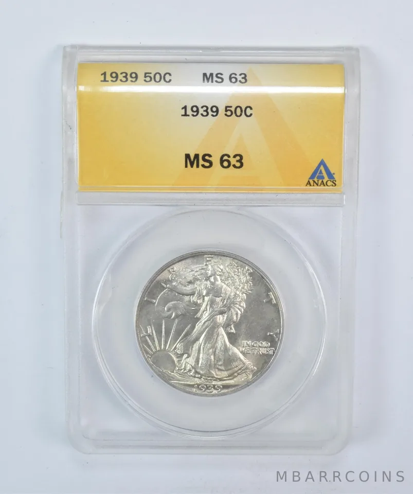 1939 Walking Liberty Half Dollar MS63 ANACS a5750