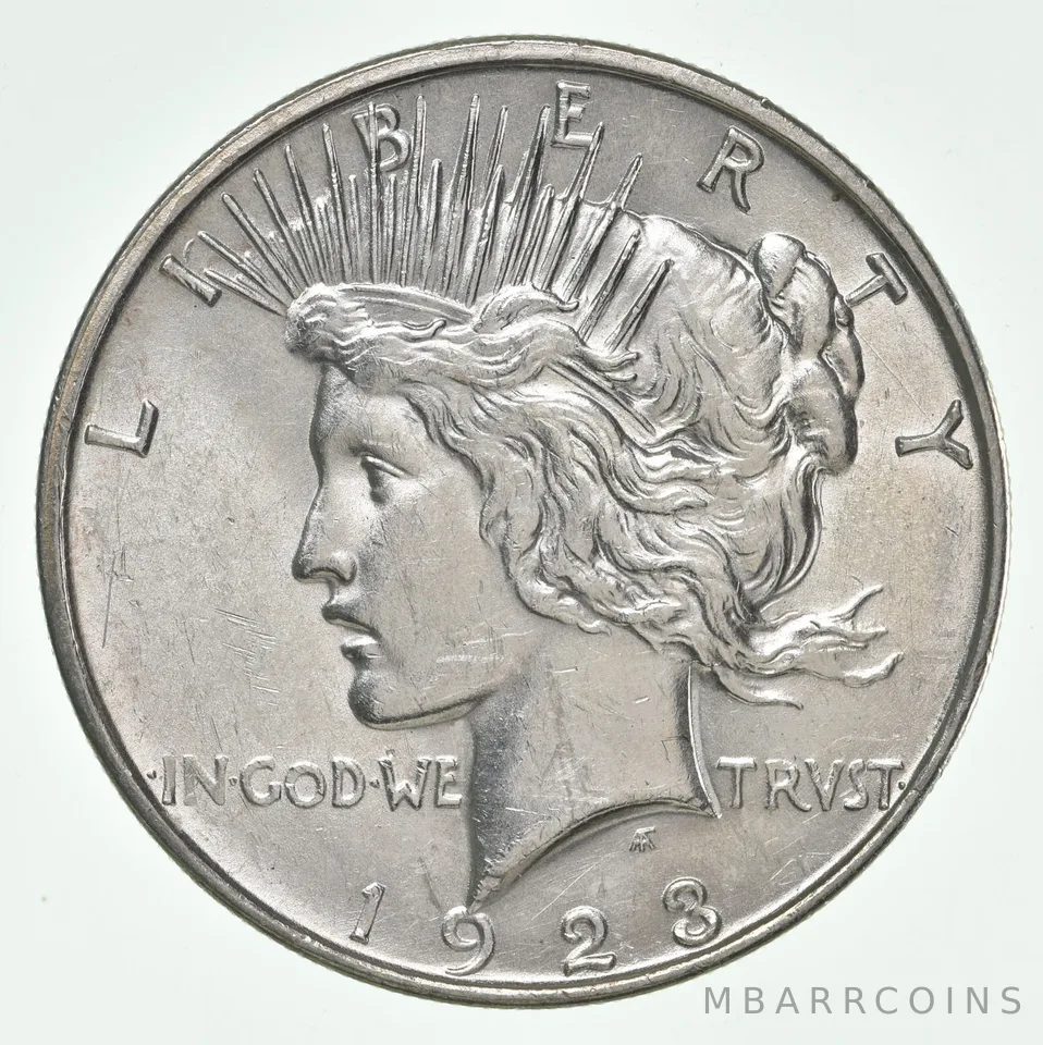 (1) BU 1923-D Peace Silver Dollar $1 Unc MS 90% - Denver Mint