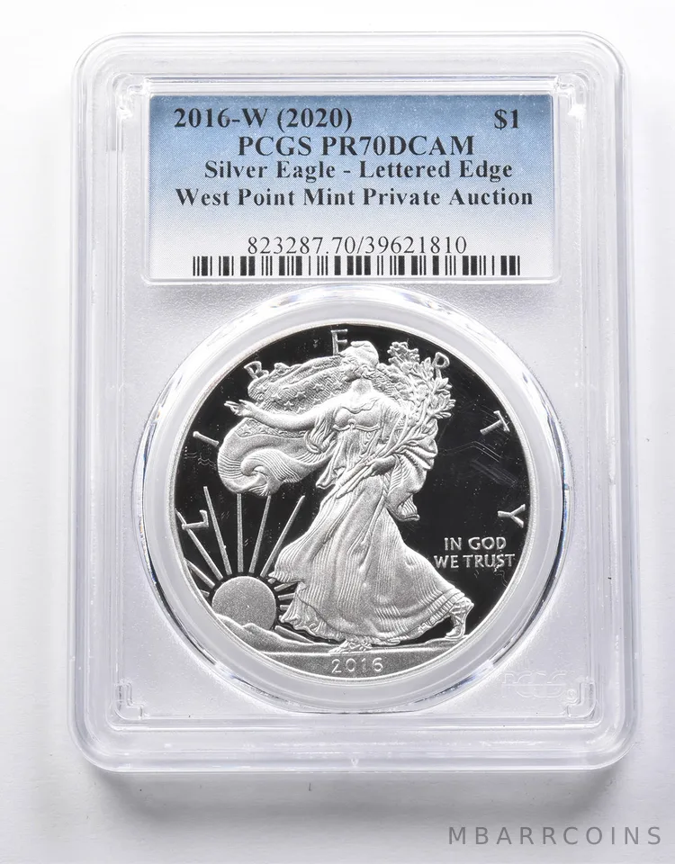 PR70DCAM 2016-W (2020) American Silver Eagle WP Mint Private Auction PCGS a8726