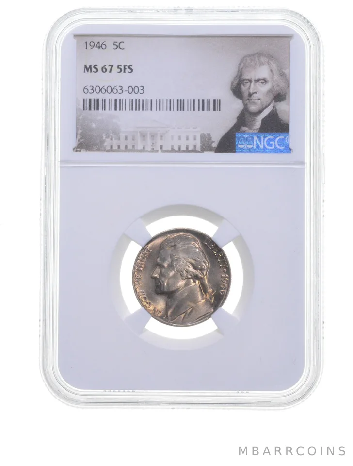 MS67 1946 Jefferson Nickel - 5FS - Graded NGC a6630