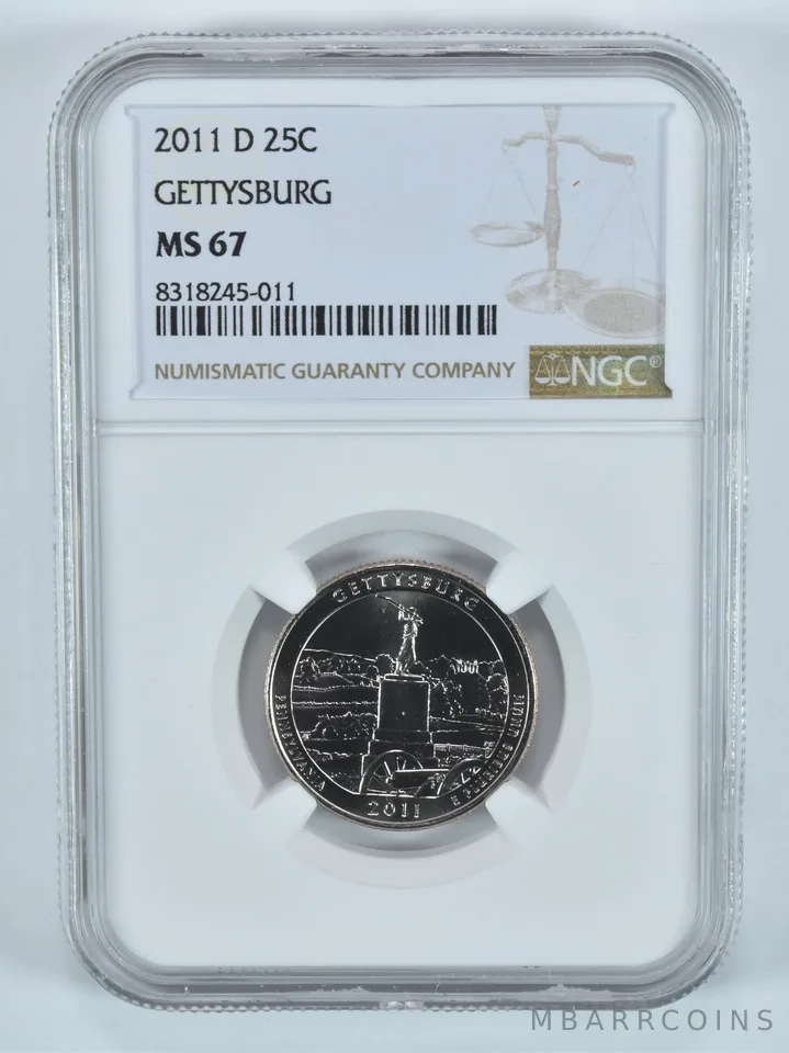 2011-D Washington Quarter Gettysburg America The Beautiful MS67 NGC