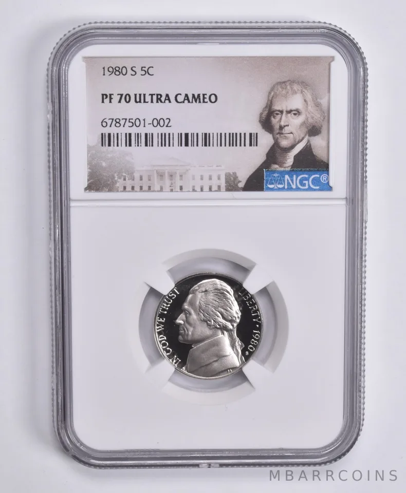 1980-S Jefferson Nickel PF70 UCAM NGC Special Lbl