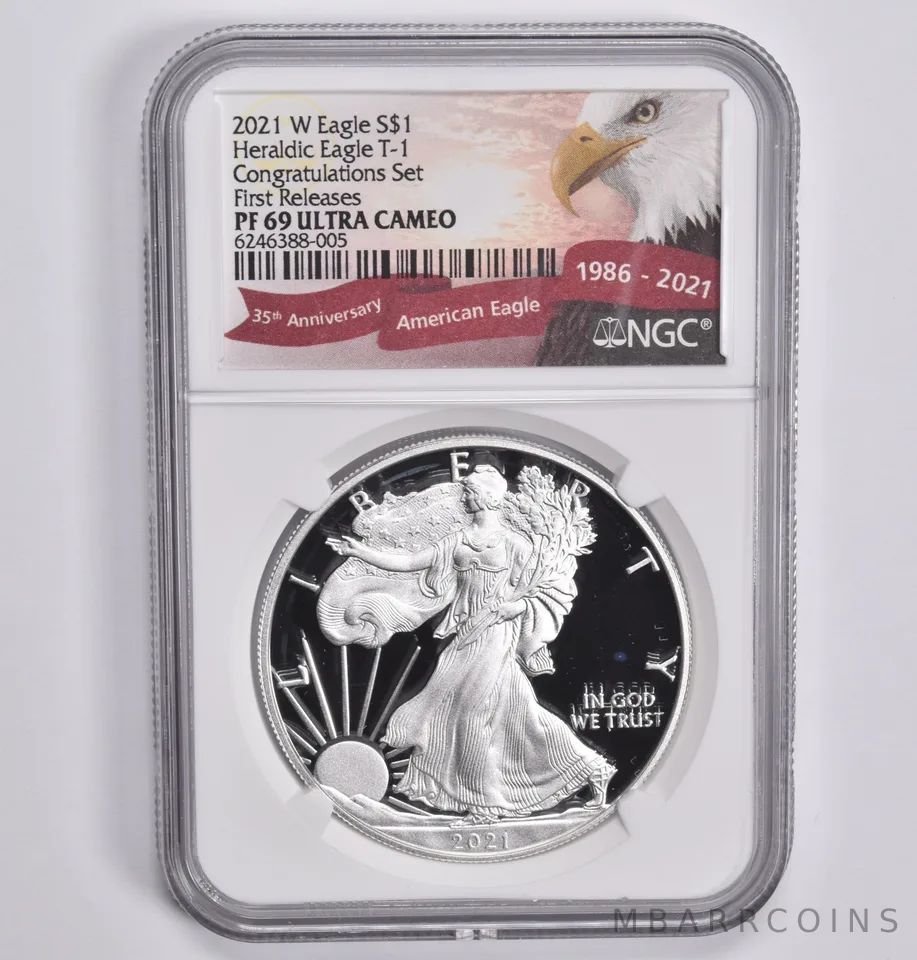 2021-W Silver Eagle T1 Congratulations Set FR PF69 NGC Special Lbl