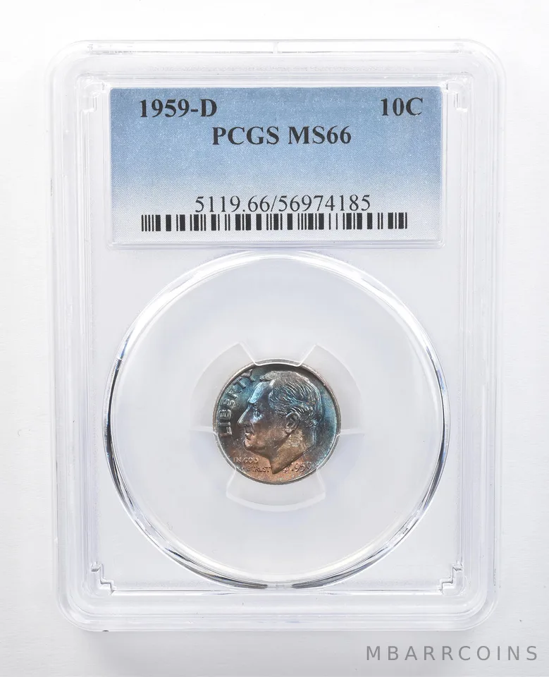 1959-D Roosevelt Dime MS66 PCGS Beautiful Blue Tone *7706