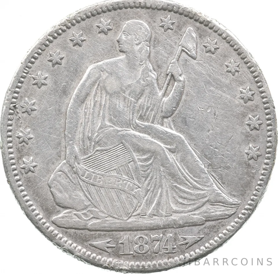 1874 Seated Liberty Half Dollar Arrows *7593