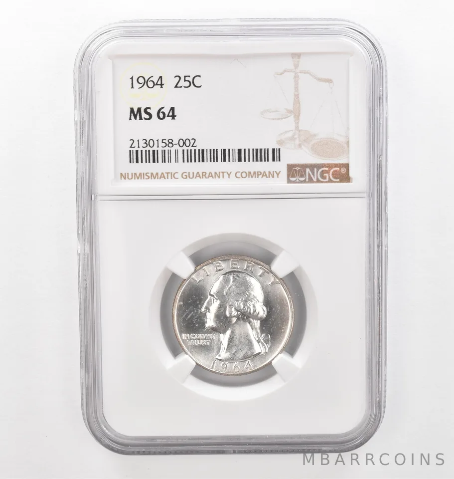 1964 Washington Quarter MS64 NGC Beautiful Tone Reverse *2259