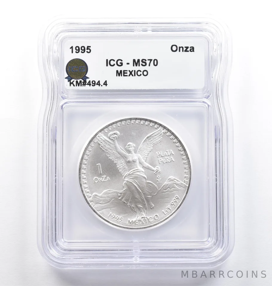 1995 Mo Mexico 1 Onza Silver Libertad KM#494.4 MS70 ICG *6925