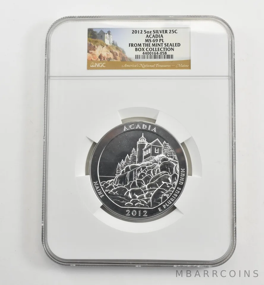 2012 5 Oz Silver Quarter America The Beautiful Acadia MS69 PL NGC *1640