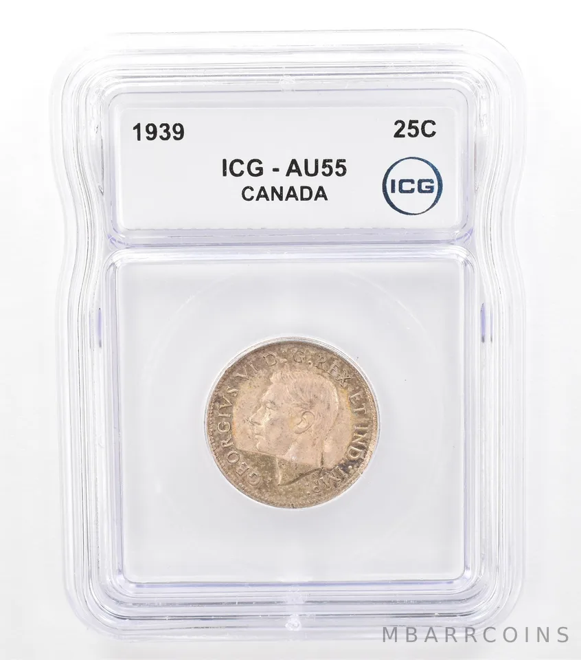 1939 Canada 25 Cents AU55 ICG Beautiful Tone *5763