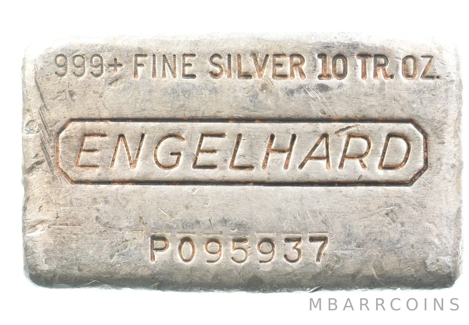 10 Troy Oz Silver Bar Engelhard Poured *1996