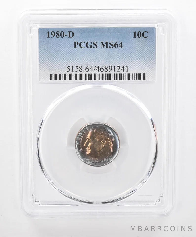 1980-D Roosevelt Dime MS64 PCGS Beautiful Tone *2720