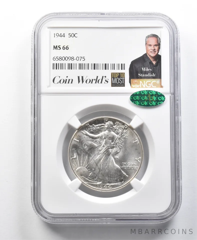 1944 Walking Liberty Half Dollar Miles Standish MS66 NGC CAC *8553