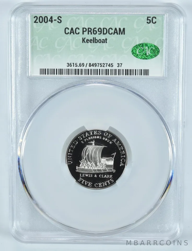 2004-S Jefferson Nickel Keelboat PR69 DCAM CAC CACg