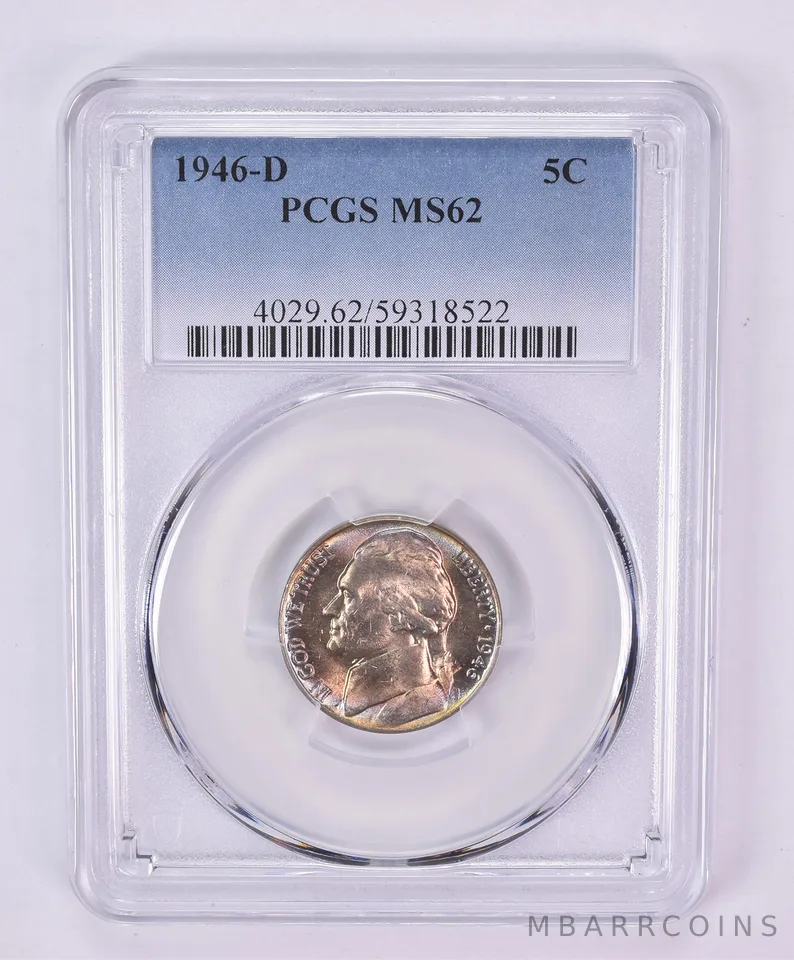 1946-D Jefferson Nickel MS62 PCGS Beautiful Tone *1144