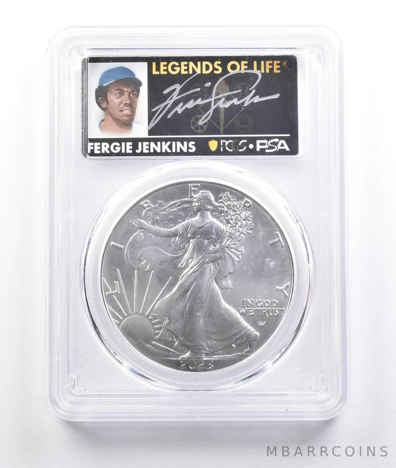 2023 American Silver Eagle FDOI Fergie Jenkins MS70 PCGS *6813
