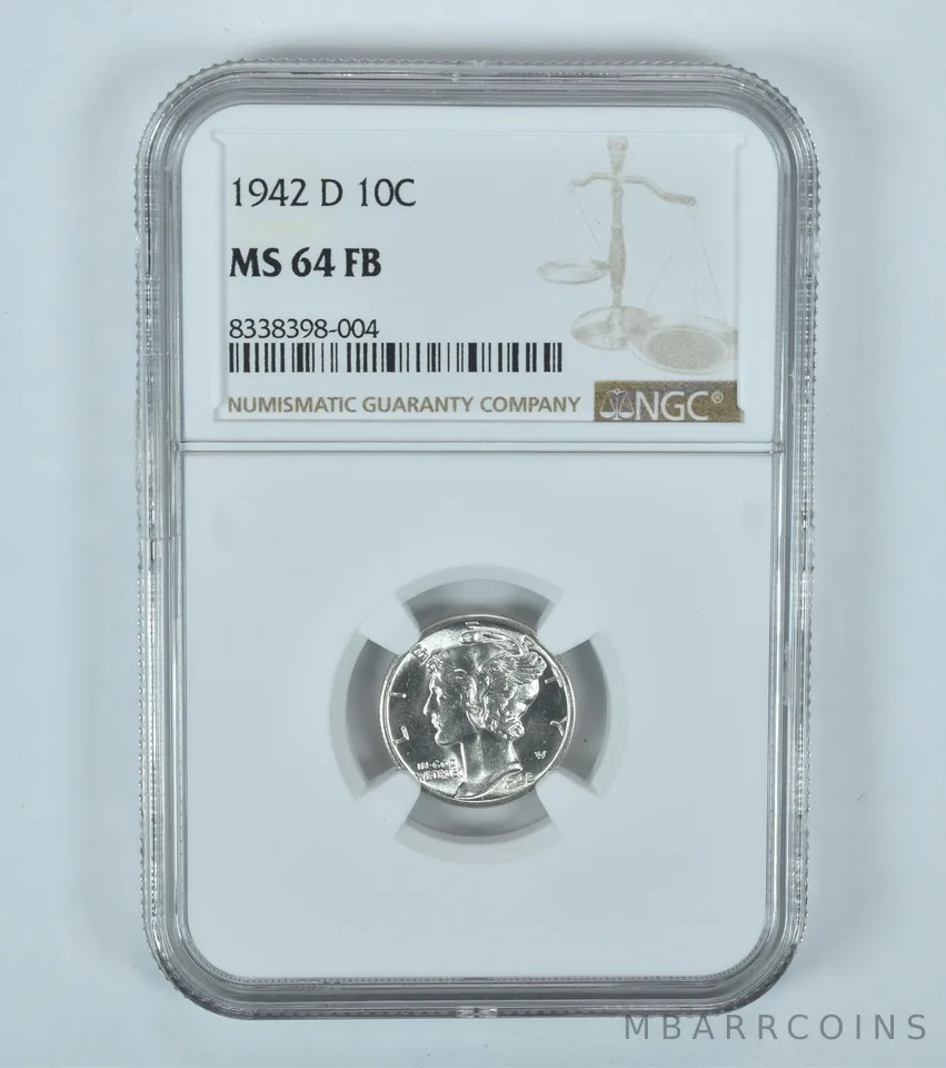 1942-D Mercury Dime MS64 FB NGC Brown Label