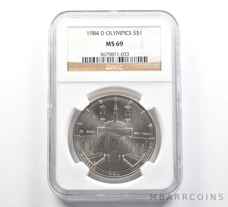 1984-D Olympics Commemorative Silver Dollar MS69 NGC Brown Label