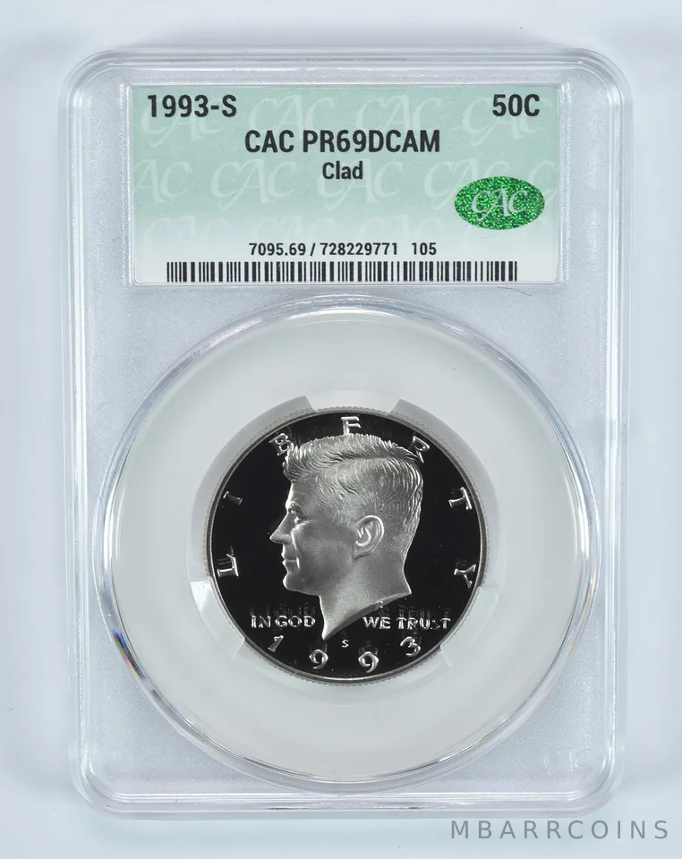 1993-S Kennedy Half Dollar CLAD PR69 DCAM CAC CACg