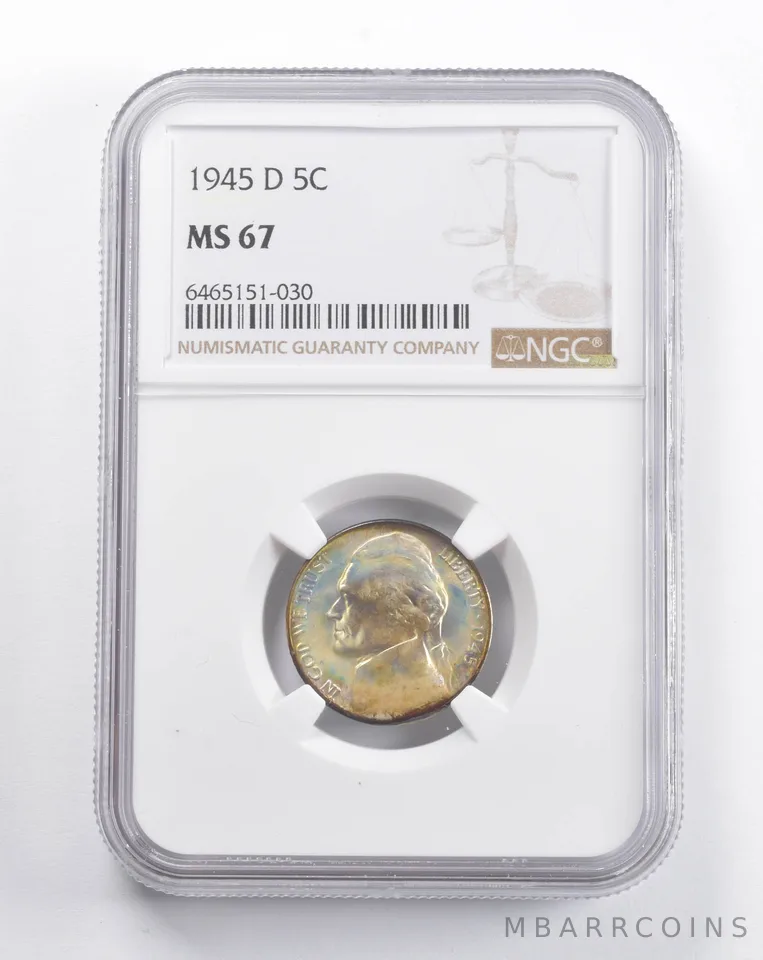 MS67 1945-D Jefferson Nickel NGC Pleasing Color *5667