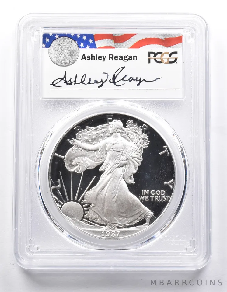 PR69 DCAM 1987-S American Silver Eagle Legacy Ashley Reagan Signed PCGS a6430