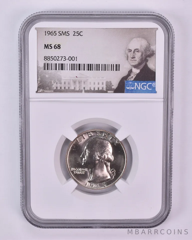 1965 Washington Quarter SMS MS68 NGC Special Label