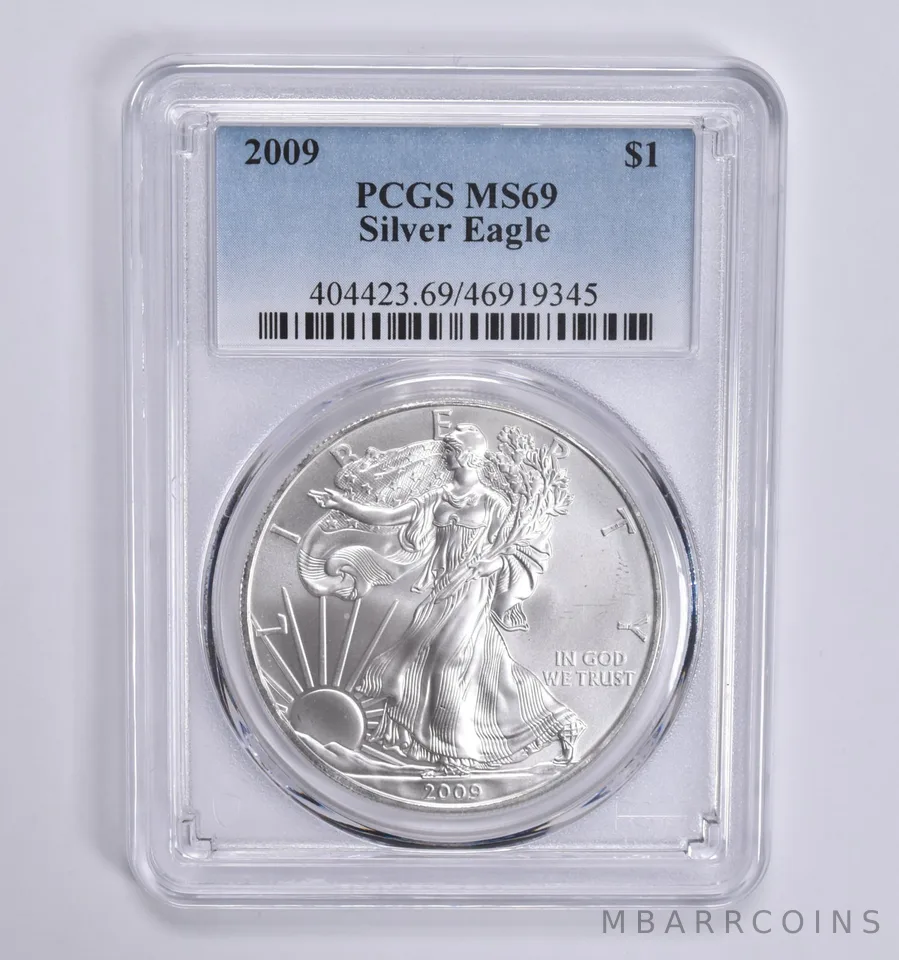 2009 American Silver Eagle 1 Oz MS69 PCGS Blue Lbl