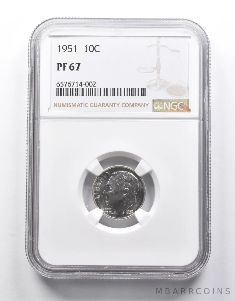 PF67 1951 Roosevelt Dime NGC *9981