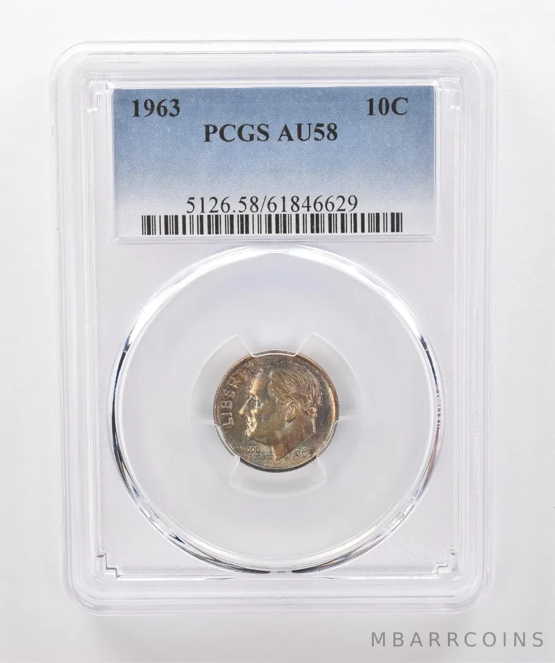 1963 Roosevelt Dime AU53 PCGS Beautiful Tone *1851