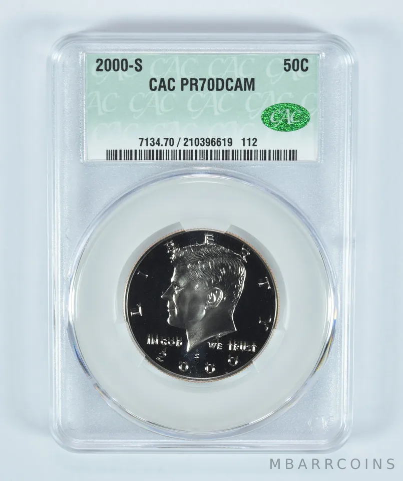 2000-S Kennedy Half Dollar PR70 DCAM CAC CACg