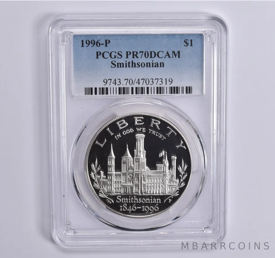 1996-P Smithsonian Commemorative $1 PR70 DCAM PCGS Blue Lbl