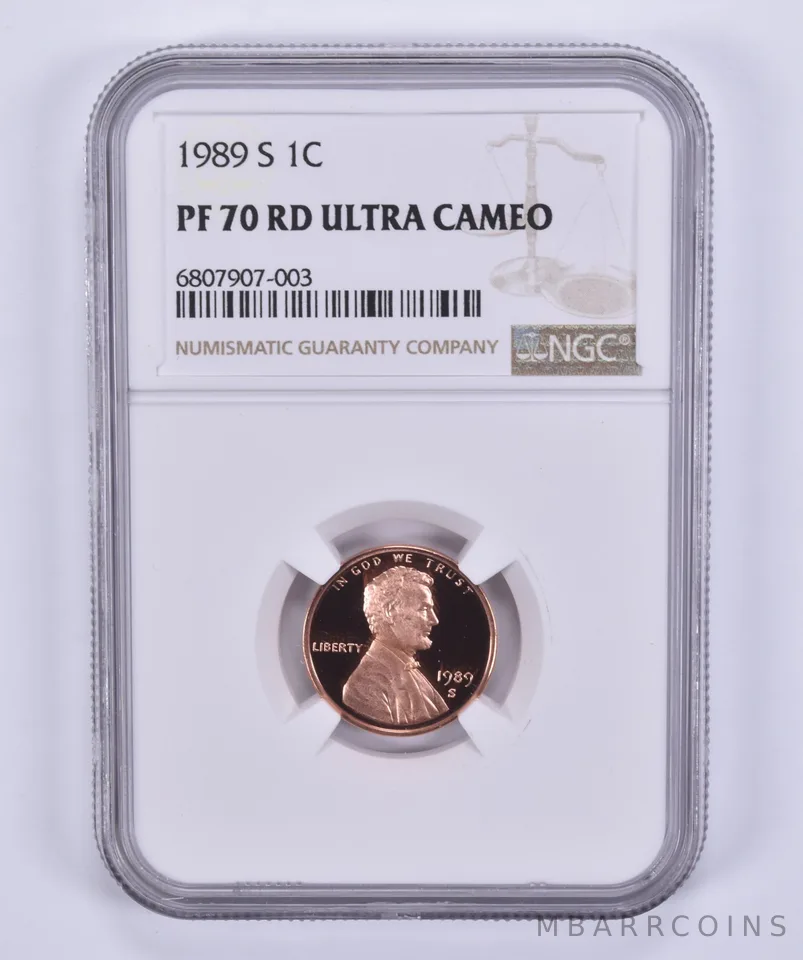 1989-S Lincoln Memorial Cent PF70 RD UCAM NGC Brown Label