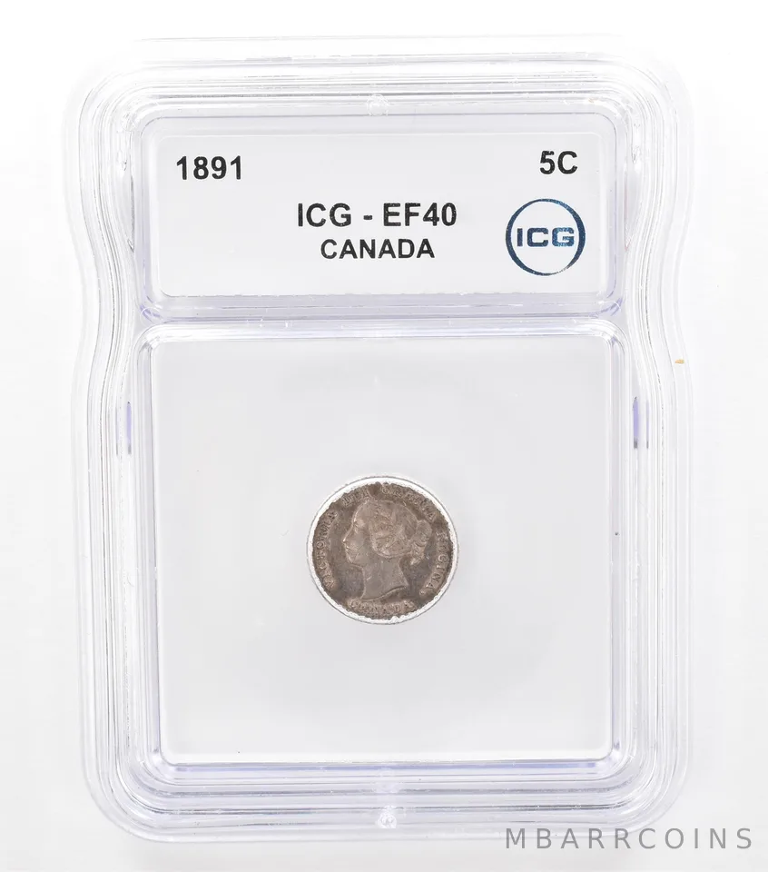 1891 Canada 5 Cents EF40 ICG Beautiful Tone *5756