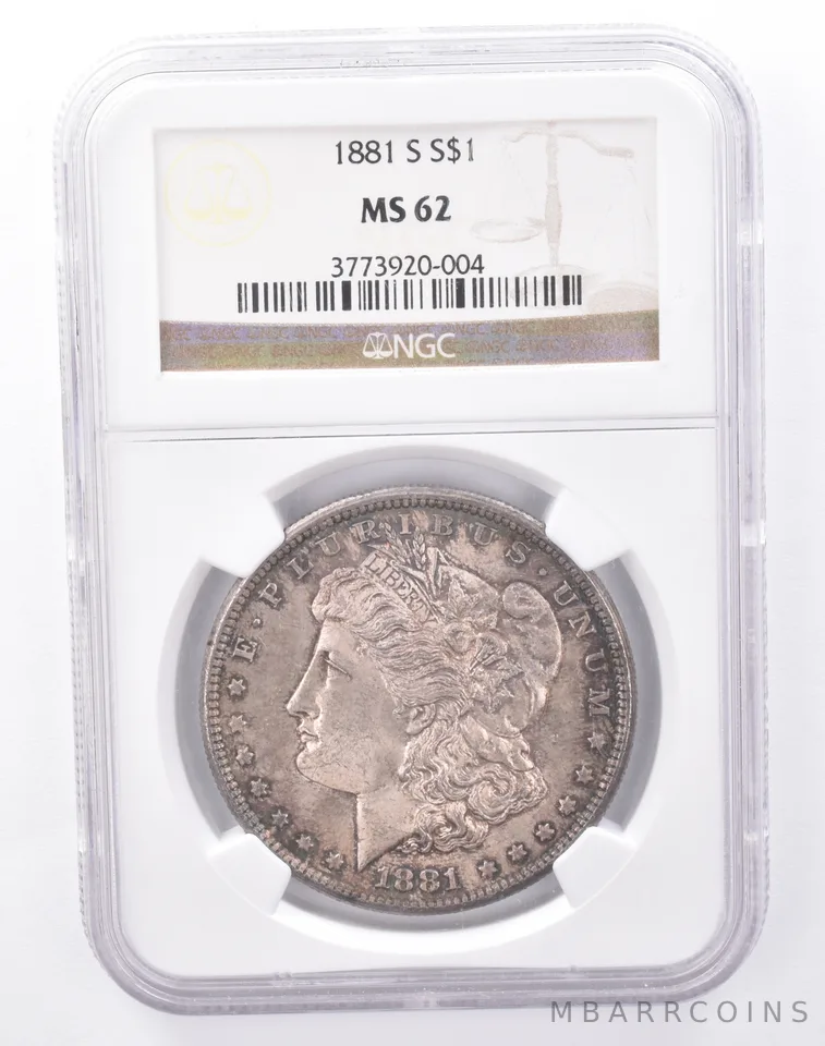 1881-S Morgan Silver Dollar MS62 NGC Beautiful Tone *9393