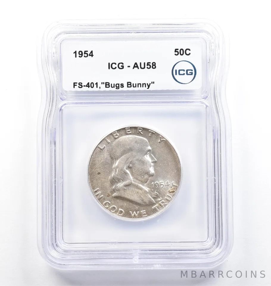1954 Franklin Half Dollar Bugs Bunny FS-401 AU58 ICG *9846