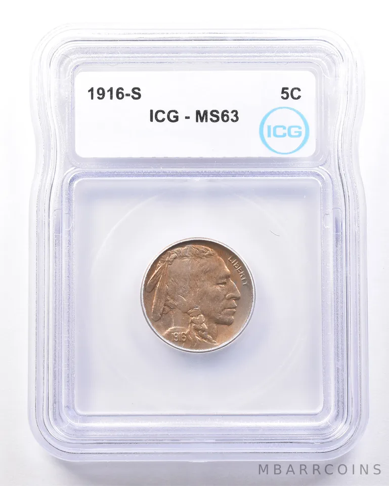 1916-S Indian Head Buffalo Nickel MS63 ICG *7248