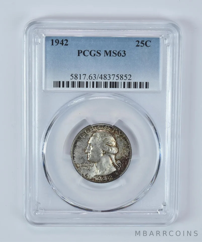 1942 Washington Quarter MS63 PCGS Beautifully Toned *7252