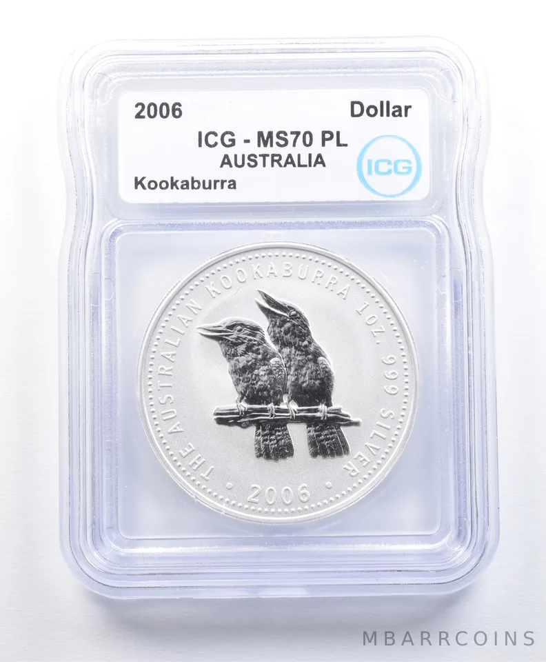 2006 Australia 1 Dollar Silver Kookaburra 1 Oz Silver MS70 PL ICG a0936