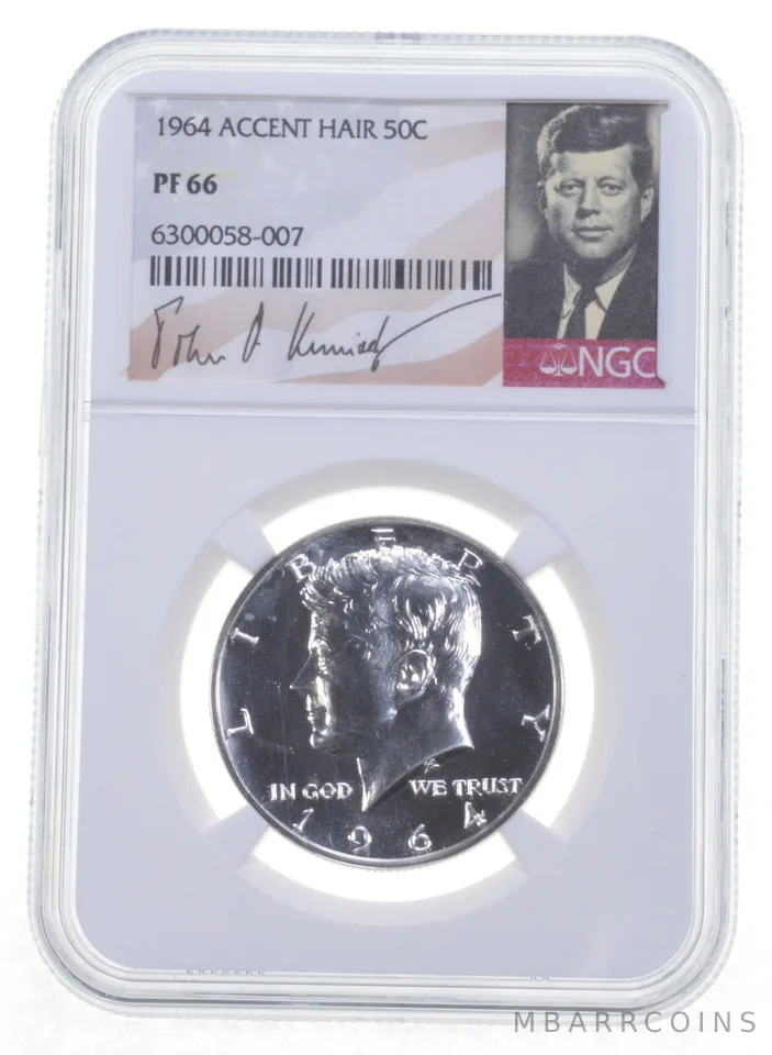 1964 Kennedy Half Dollar PF66 NGC Accent Hair Spot Free