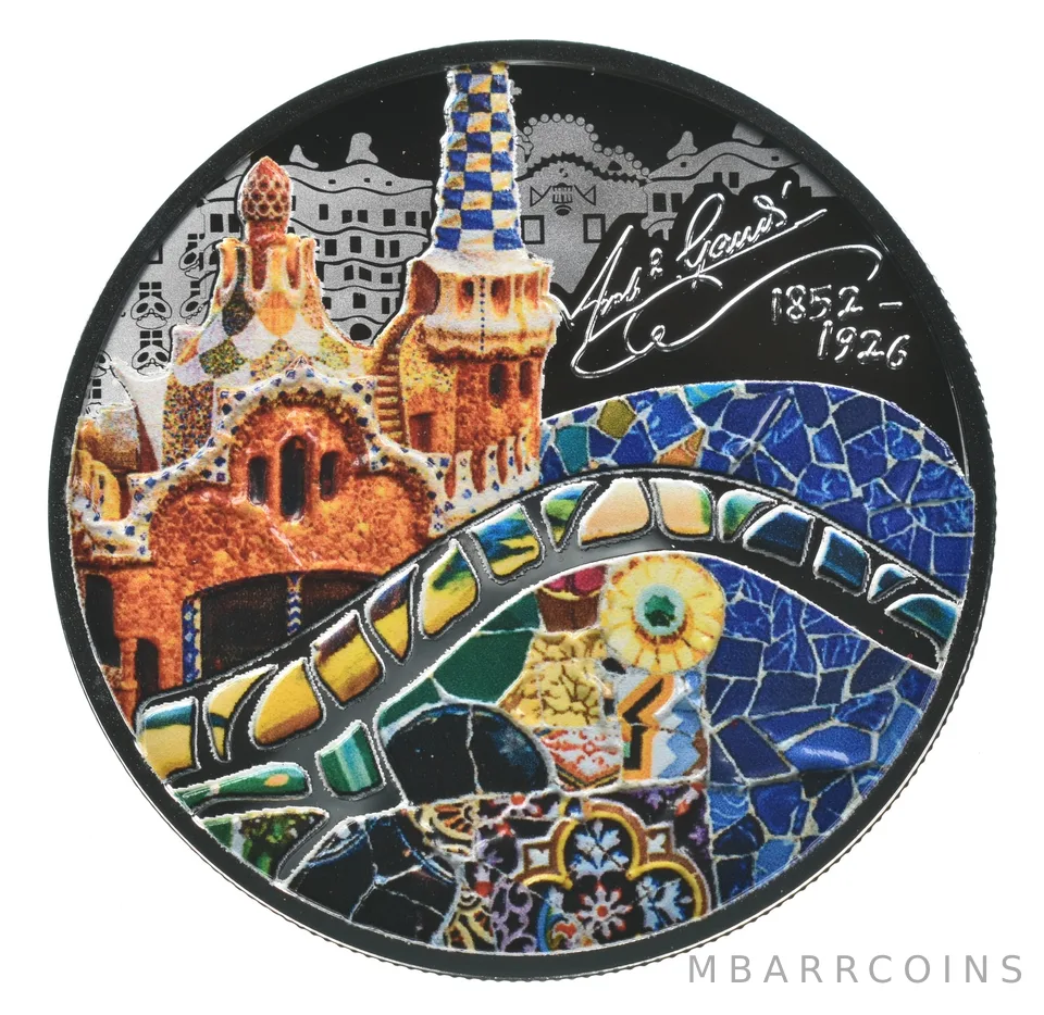 2022 Republic Of Cameroon 1000 Francs CFA Silver Antoni Gaudi Colorized *7805