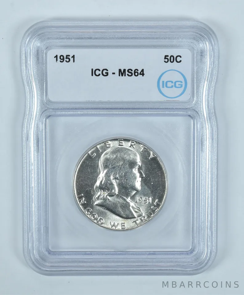 1951 Franklin Half Dollar MS64 ICG
