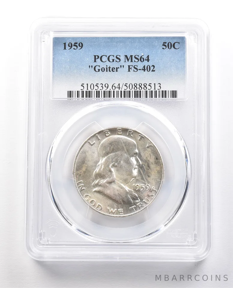1959 Franklin Half Dollar "Goiter" FS-402 MS64 PCGS *1446
