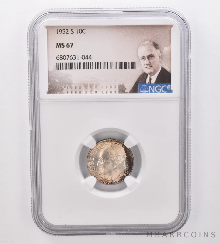 1952-S Roosevelt Dime MS67 NGC Beautiful Tone *9919
