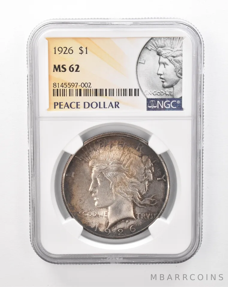 1926 Peace Silver Dollar MS62 NGC Toned a9564