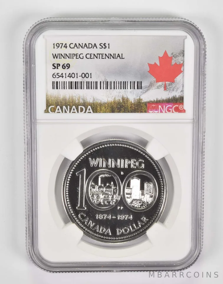 1974 Canada $1 Silver Dollar Winnipeg Centennial SP69 NGC Canada