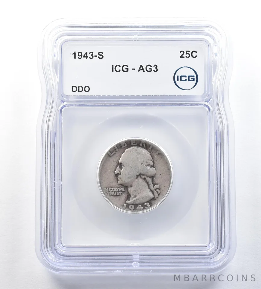 1943-S Washington Quarter DDO AG3 ICG Lowball *0542