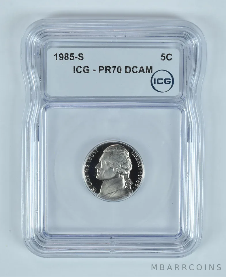 1985-S Jefferson Nickel PR70 DCAM ICG